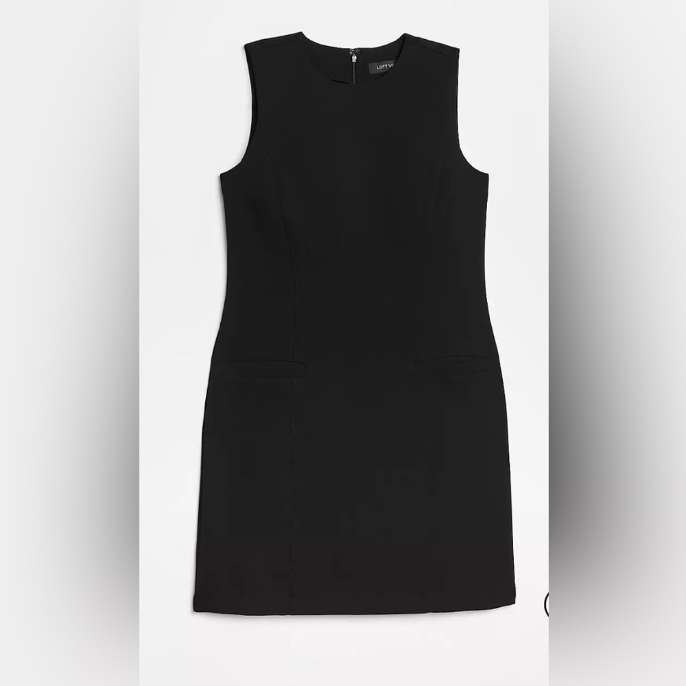 LOFT Versa Crepe, Boat Neck, Sleeveless Black Dress Size 16